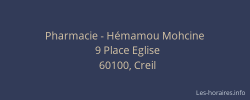 Pharmacie - H&eacute;mamou Mohcine