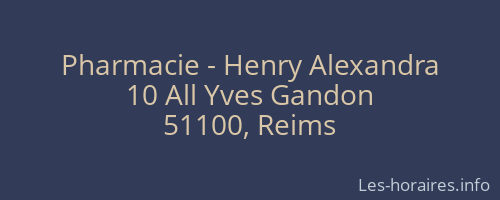 Pharmacie - Henry Alexandra
