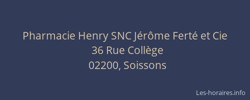 Pharmacie Henry SNC Jérôme Ferté et Cie