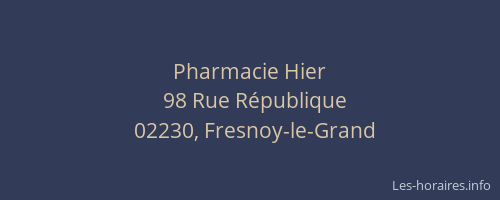 Pharmacie Hier