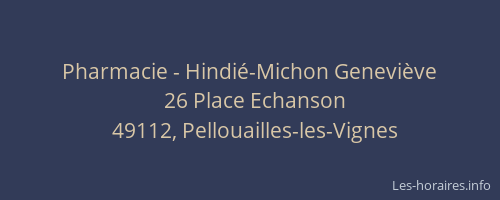 Pharmacie - Hindié-Michon Geneviève