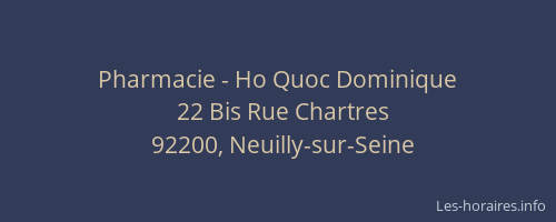 Pharmacie - Ho Quoc Dominique