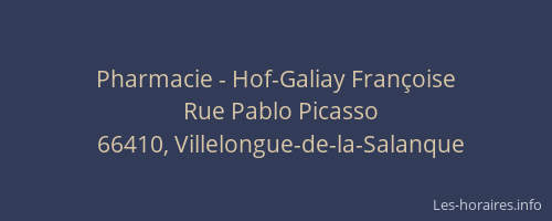 Pharmacie - Hof-Galiay Fran&ccedil;oise