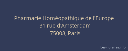 Pharmacie Homéopathique de l'Europe