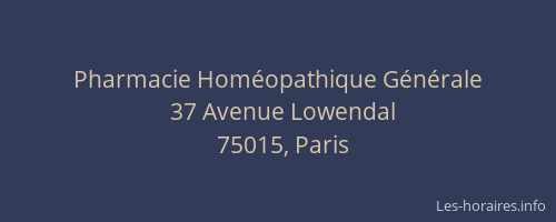 Pharmacie Homéopathique Générale