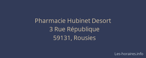 Pharmacie Hubinet Desort