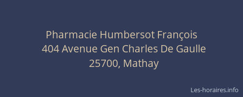 Pharmacie Humbersot Fran&ccedil;ois