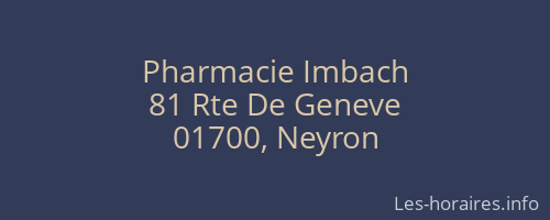 Pharmacie Imbach