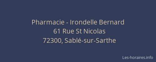 Pharmacie - Irondelle Bernard