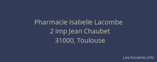 Pharmacie Isabelle Lacombe