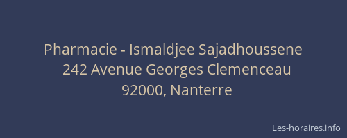 Pharmacie - Ismaldjee Sajadhoussene