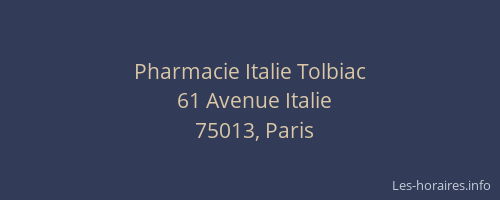 Pharmacie Italie Tolbiac