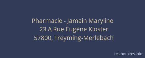 Pharmacie - Jamain Maryline