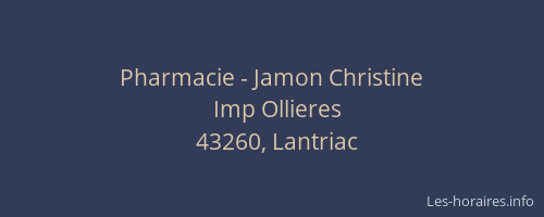 Pharmacie - Jamon Christine