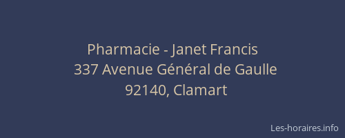 Pharmacie - Janet Francis