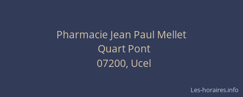 Pharmacie Jean Paul Mellet