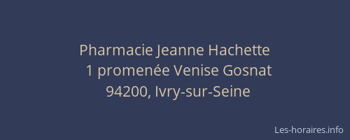 Pharmacie Jeanne Hachette