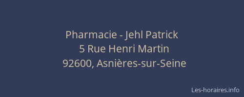 Pharmacie - Jehl Patrick