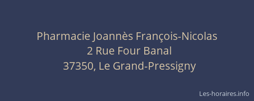 Pharmacie Joann&egrave;s Fran&ccedil;ois-Nicolas