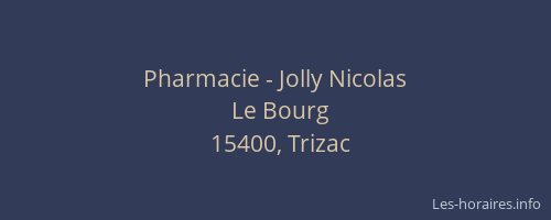 Pharmacie - Jolly Nicolas