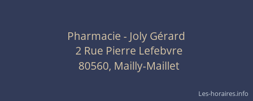 Pharmacie - Joly Gérard