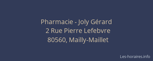 Pharmacie - Joly G&eacute;rard
