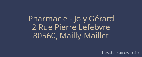 Pharmacie - Joly Gérard