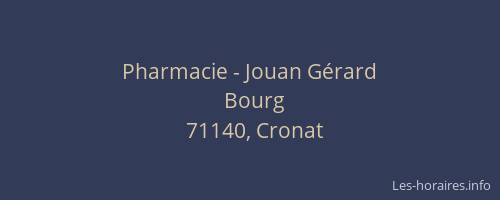 Pharmacie - Jouan G&eacute;rard