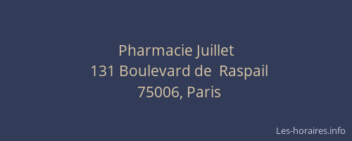 Pharmacie Juillet