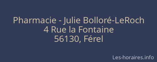 Pharmacie - Julie Bolloré-LeRoch