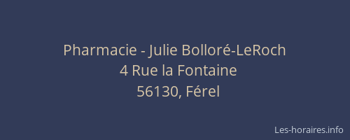 Pharmacie - Julie Bolloré-LeRoch