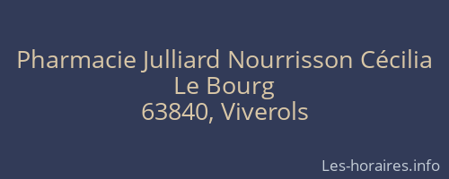 Pharmacie Julliard Nourrisson Cécilia