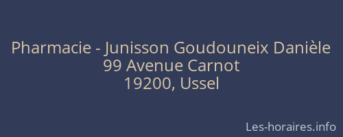 Pharmacie - Junisson Goudouneix Danièle