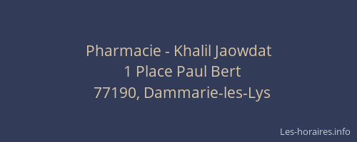 Pharmacie - Khalil Jaowdat