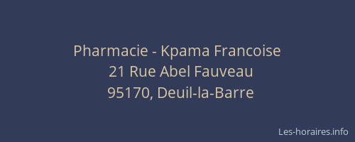 Pharmacie - Kpama Francoise