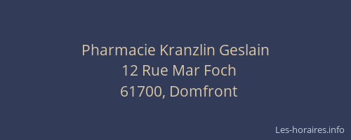 Pharmacie Kranzlin Geslain
