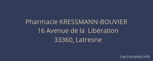 Pharmacie KRESSMANN-BOUVIER