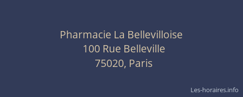 Pharmacie La Bellevilloise