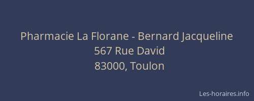 Pharmacie La Florane - Bernard Jacqueline