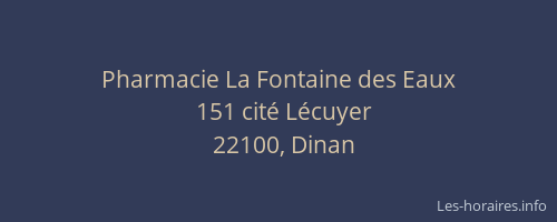 Pharmacie La Fontaine des Eaux