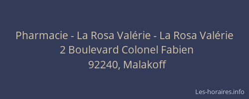 Pharmacie - La Rosa Valérie - La Rosa Valérie