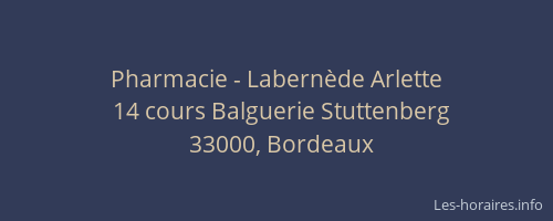 Pharmacie - Labernède Arlette