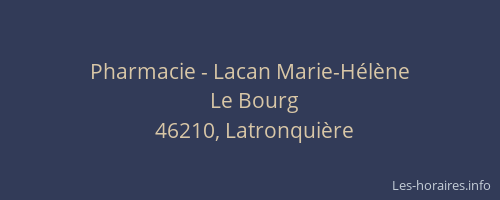 Pharmacie - Lacan Marie-Hélène