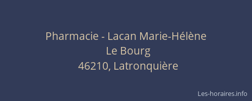 Pharmacie - Lacan Marie-H&eacute;l&egrave;ne