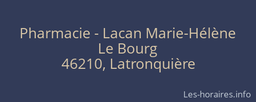 Pharmacie - Lacan Marie-Hélène