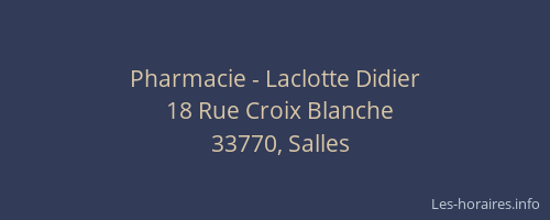 Pharmacie - Laclotte Didier