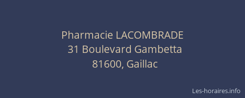 Pharmacie LACOMBRADE