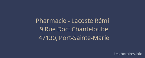 Pharmacie - Lacoste R&eacute;mi