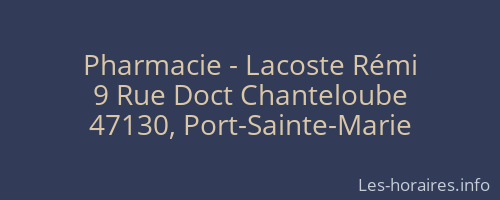 Pharmacie - Lacoste Rémi