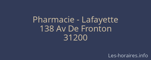 Pharmacie - Lafayette